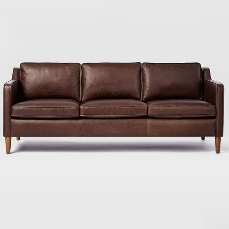 Loose Back Square Arm Sofa Stationary Faux Leather Sofa with Cushions