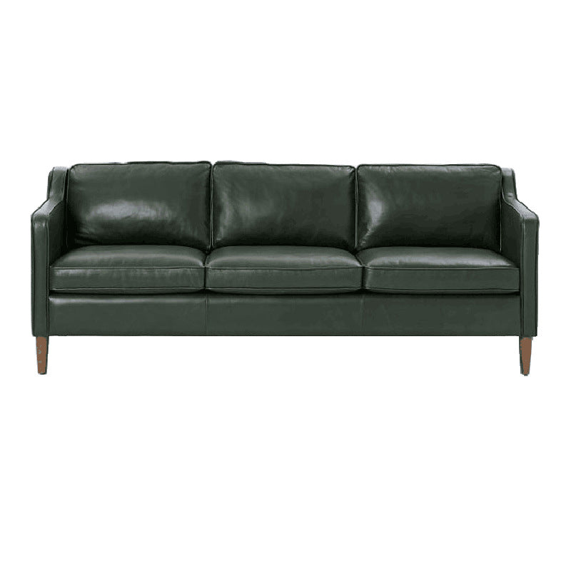Loose Back Square Arm Sofa Stationary Faux Leather Sofa with Cushions