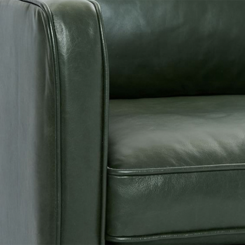 Loose Back Square Arm Sofa Stationary Faux Leather Sofa with Cushions