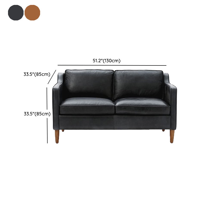 Loose Back Square Arm Sofa Stationary Faux Leather Sofa with Cushions