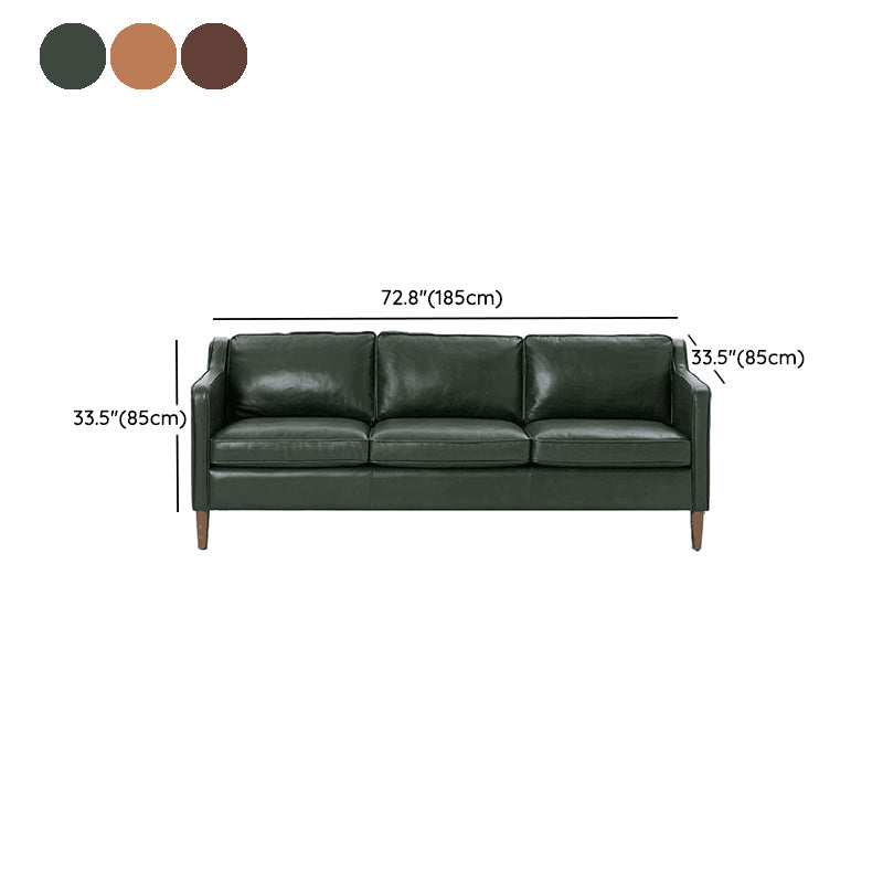 Loose Back Square Arm Sofa Stationary Faux Leather Sofa with Cushions