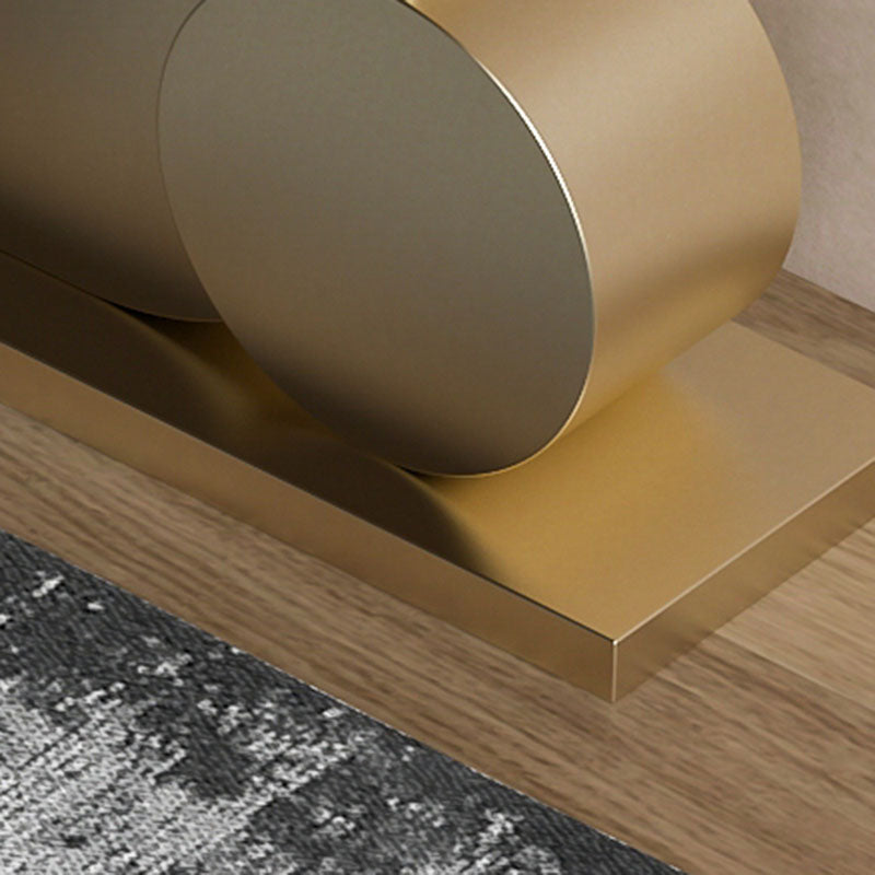 12 Inch Wide Accent Table Glam Half Moon Stone Console Table