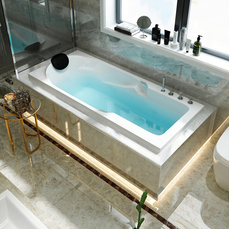 Modern Acrylic Rectangular Bathtub White Drop-in Soaking Bath