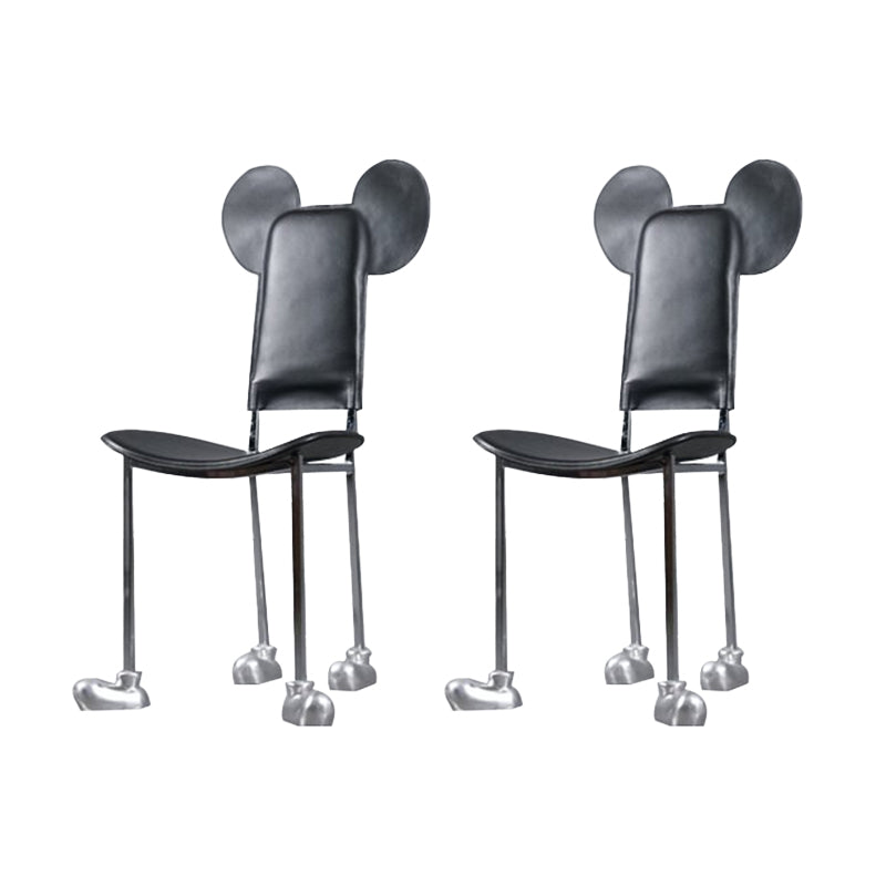 Modern Dining Chair Leather Open Back Side Chair with Stainless Steel Base