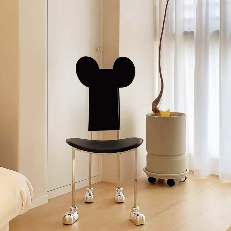 Modern Dining Chair Leather Open Back Side Chair with Stainless Steel Base