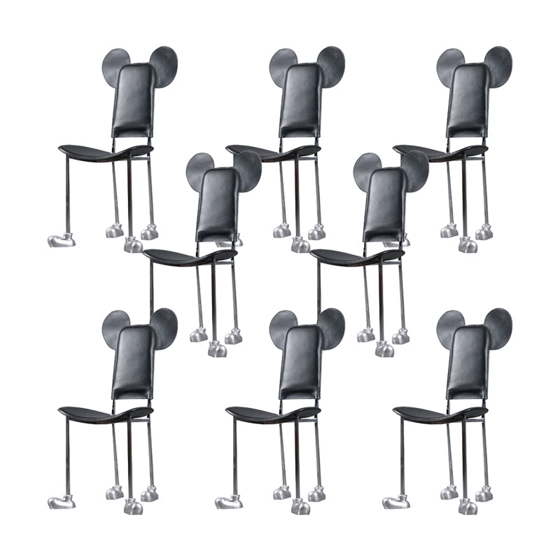 Modern Dining Chair Leather Open Back Side Chair with Stainless Steel Base