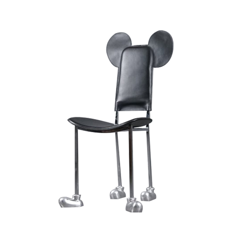 Modern Dining Chair Leather Open Back Side Chair with Stainless Steel Base