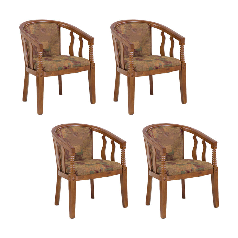 Traditional Arm Chair Upholstered Fabric Dining Chair with Wood Legs