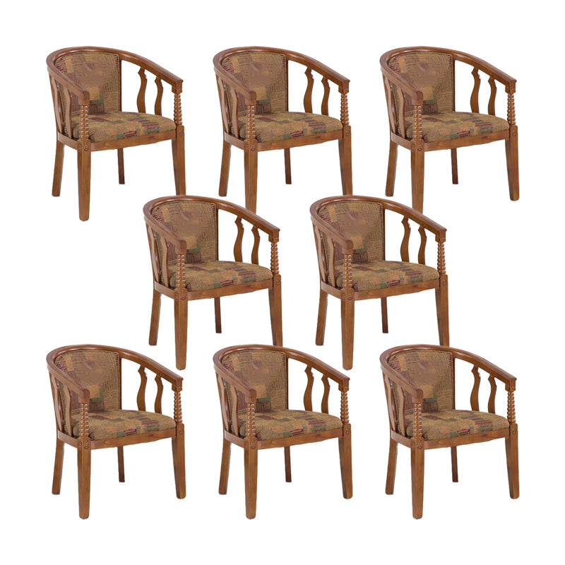 Traditional Arm Chair Upholstered Fabric Dining Chair with Wood Legs