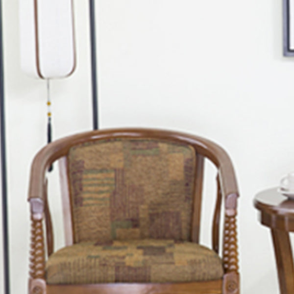 Traditional Arm Chair Upholstered Fabric Dining Chair with Wood Legs