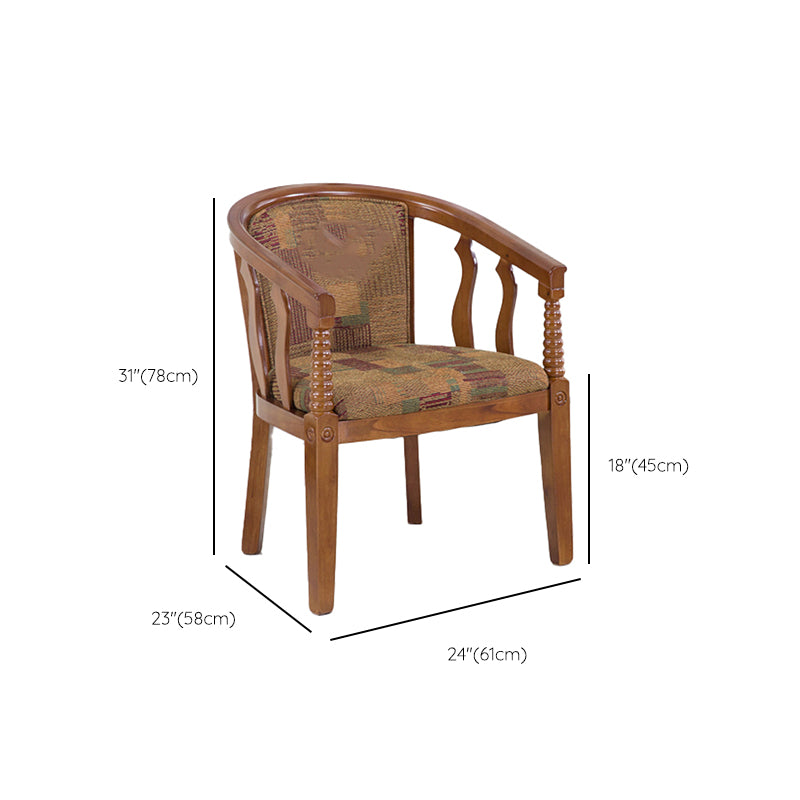 Traditional Arm Chair Upholstered Fabric Dining Chair with Wood Legs