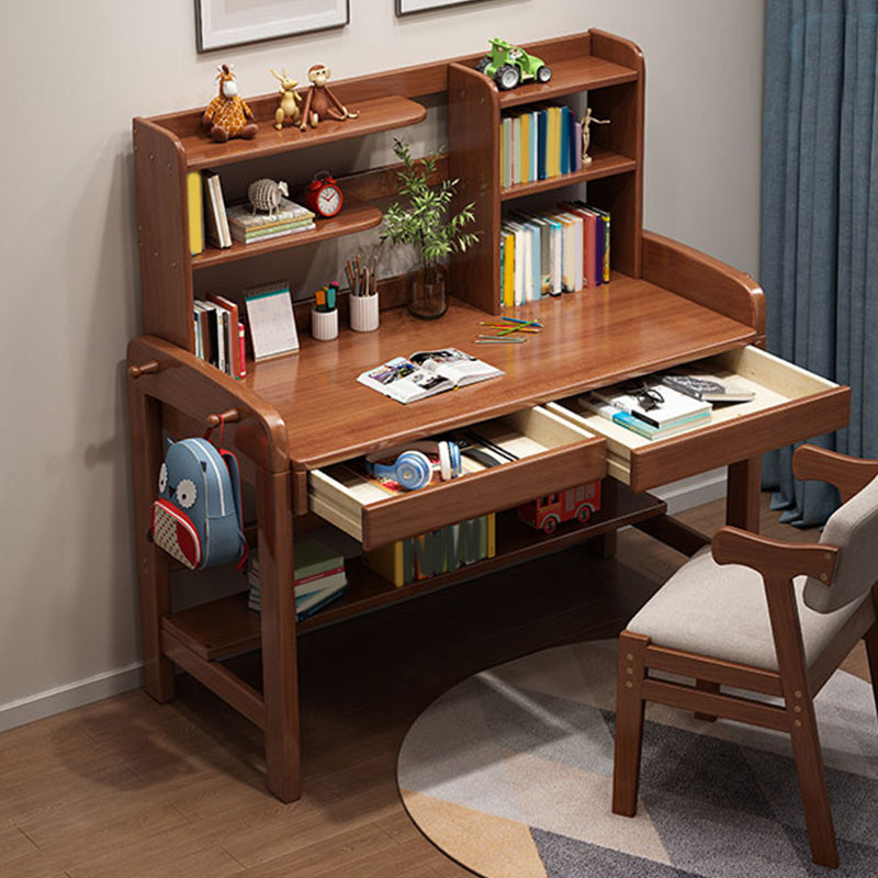 Adjustable Kids Desks 23.6" Width Wooden Child Desk with Storage Shelves