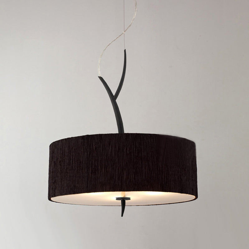 Trommelformanhänger Kronleuchter minimalistischer Stoff 3 Köpfe Weiß/Schwarz Deckenhängung Lampe