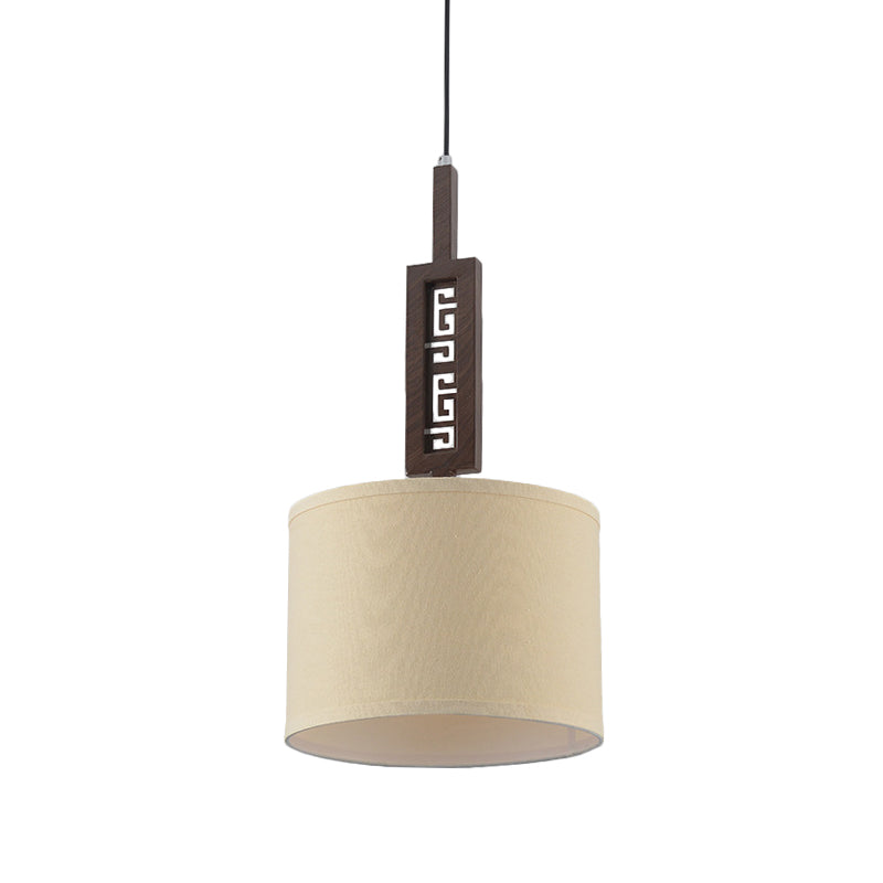 Brun sculpté à l'éclairage moderniste 1 bulbe de bulbe en bois suspendu lampe à la tambour de la tambour