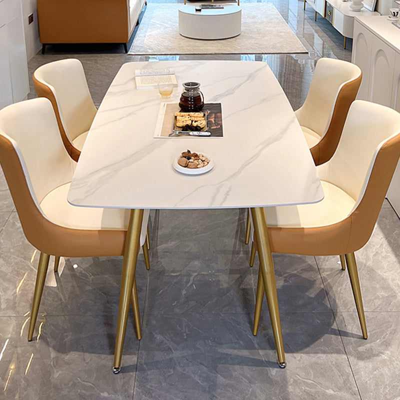 Glam 4 Legs Dining Room Table Sintered Stone Table for Kitchen
