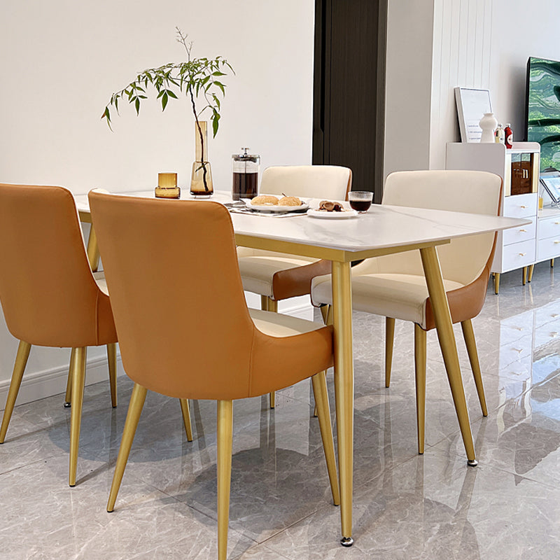 Glam 4 Legs Dining Room Table Sintered Stone Table for Kitchen