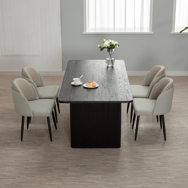 Black Pine Wood Dining Table Modern Indoor Rectangle Dinette Table