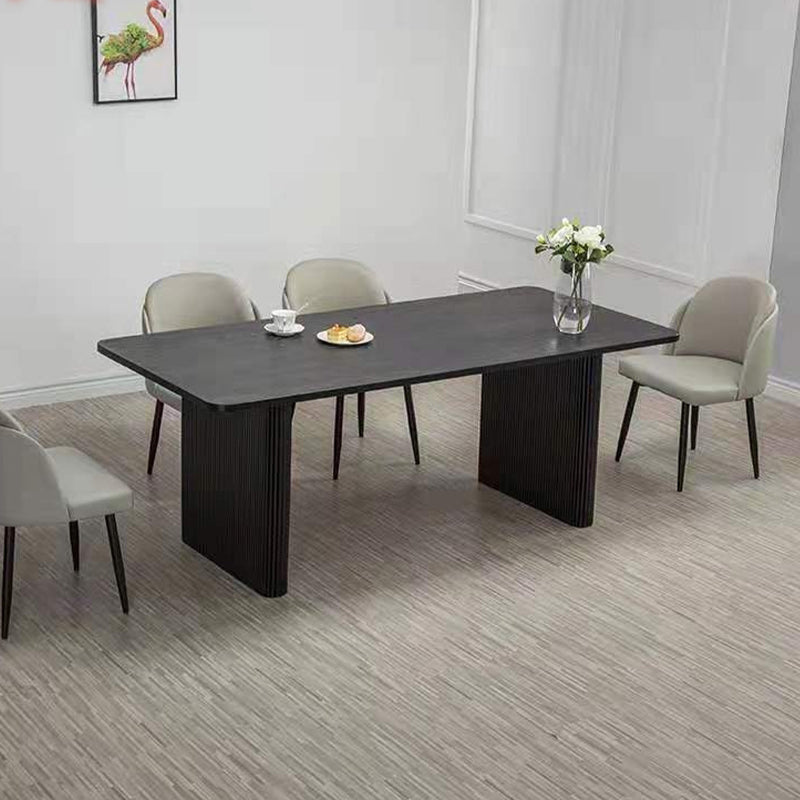 Black Pine Wood Dining Table Modern Indoor Rectangle Dinette Table