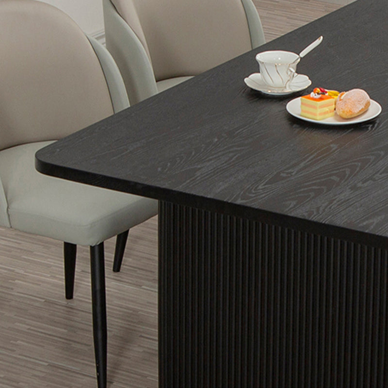 Black Pine Wood Dining Table Modern Indoor Rectangle Dinette Table