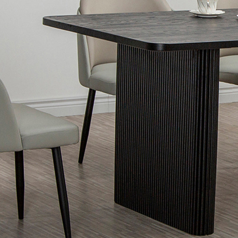 Black Pine Wood Dining Table Modern Indoor Rectangle Dinette Table