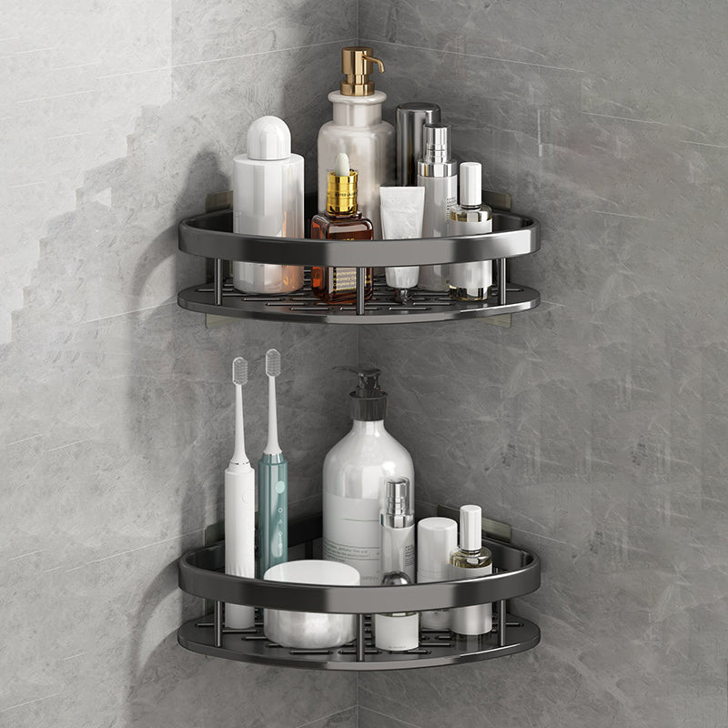 Silver/Black Bath Hardware Set Modern 1/2/3 - Piece Bath Shelf