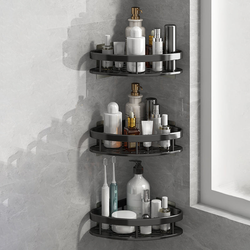 Silver/Black Bath Hardware Set Modern 1/2/3 - Piece Bath Shelf