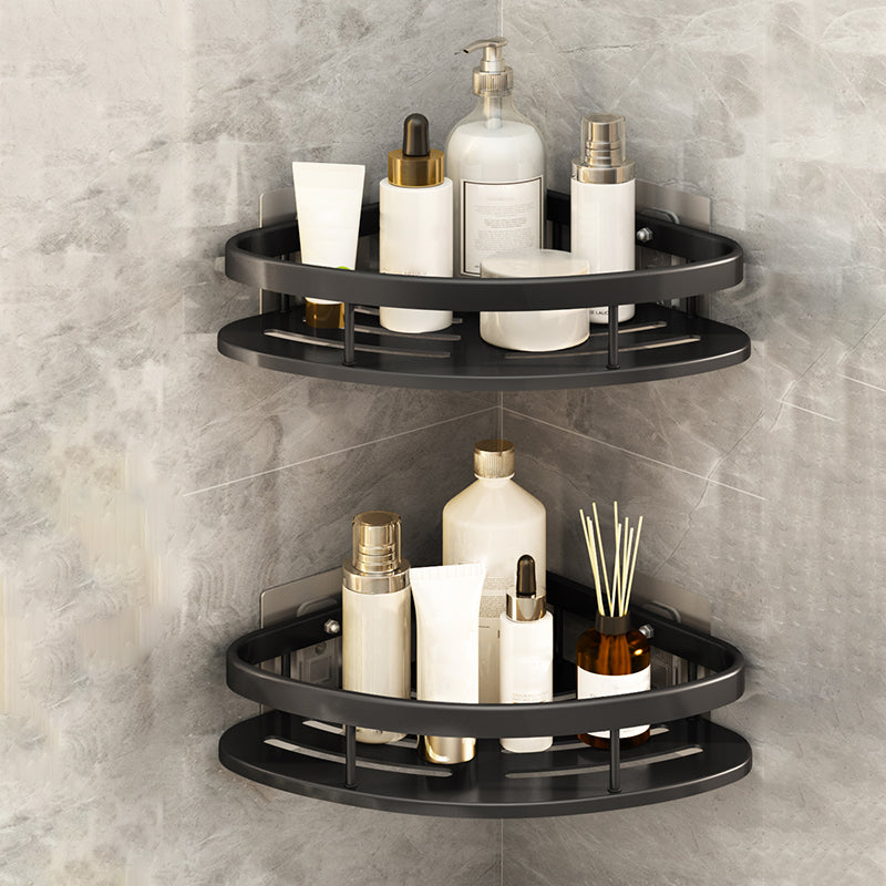 Silver/Black Bath Hardware Set Modern 1/2/3 - Piece Bath Shelf