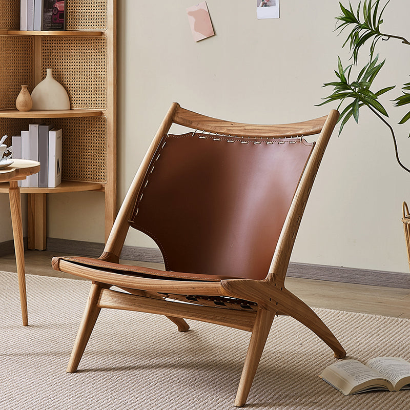 Solid Wood Armless Chair Fixed Back Lounge Chair for Living Room