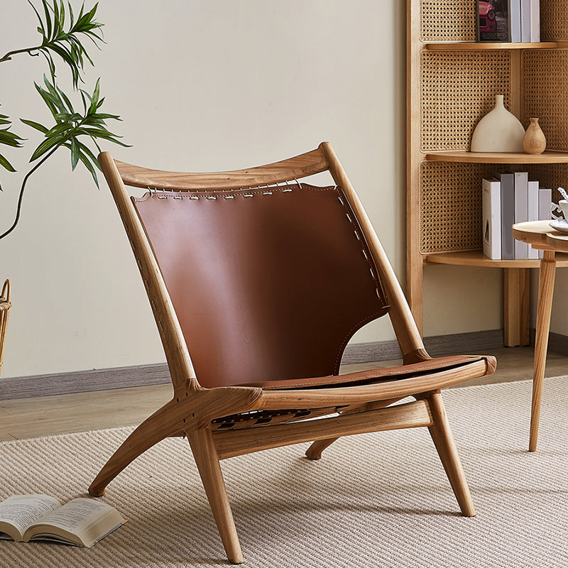 Solid Wood Armless Chair Fixed Back Lounge Chair for Living Room