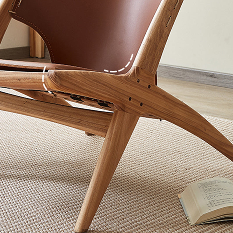 Solid Wood Armless Chair Fixed Back Lounge Chair for Living Room