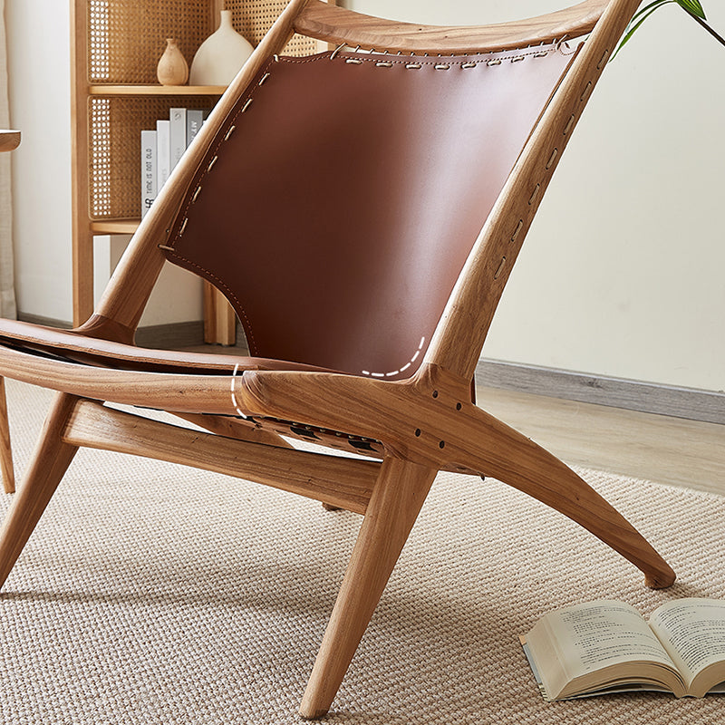 Solid Wood Armless Chair Fixed Back Lounge Chair for Living Room
