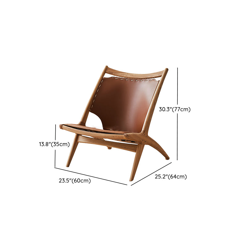 Solid Wood Armless Chair Fixed Back Lounge Chair for Living Room