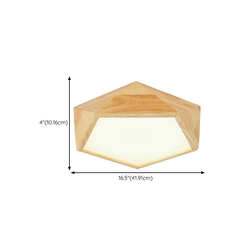 1 Light Geometric Flush Mount Contemporary Wood Flush Light for Bedroom