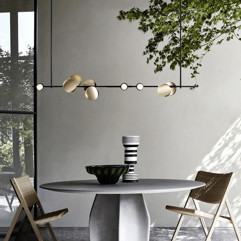 Contemporary Hanging Light Metal Island Light Fixture in Black and Gold for Dining Room