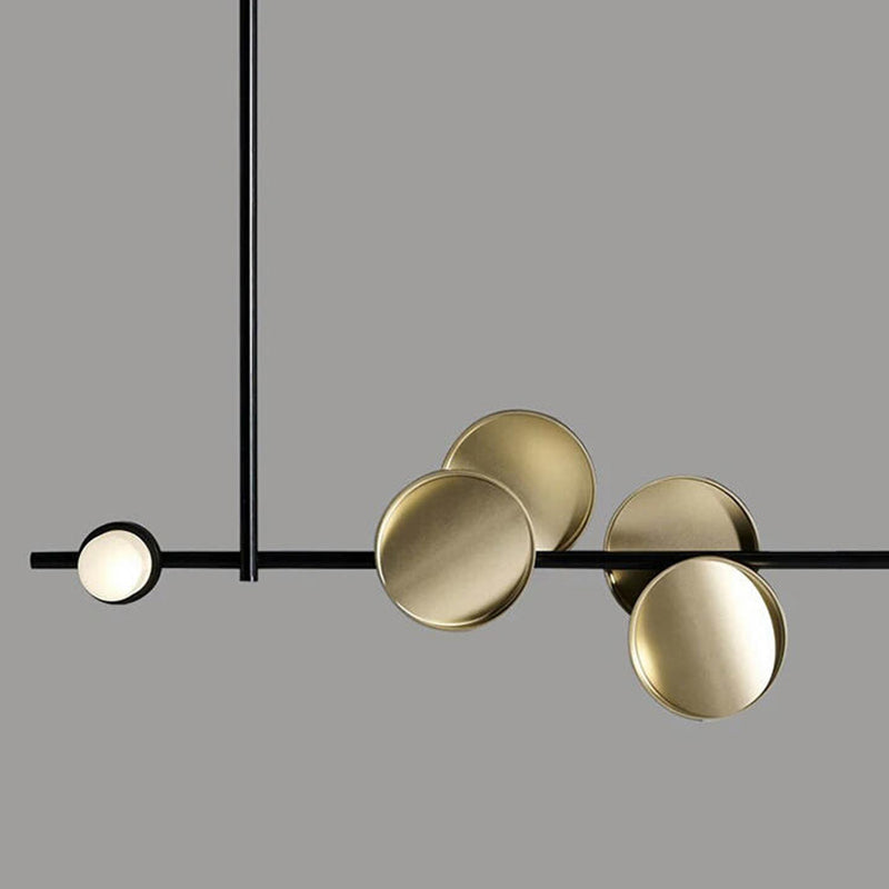 Contemporary Hanging Light Metal Island Light Fixture in Black and Gold for Dining Room
