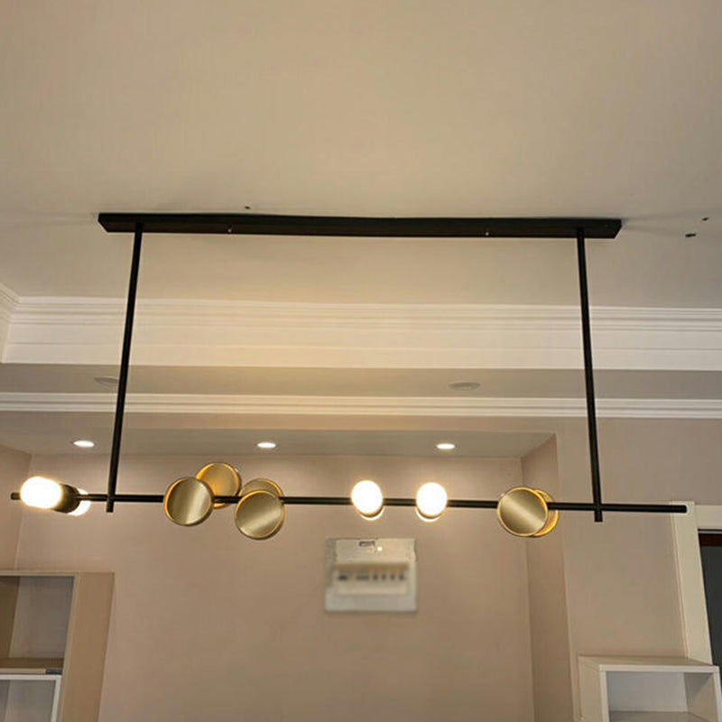 Contemporary Hanging Light Metal Island Light Fixture in Black and Gold for Dining Room
