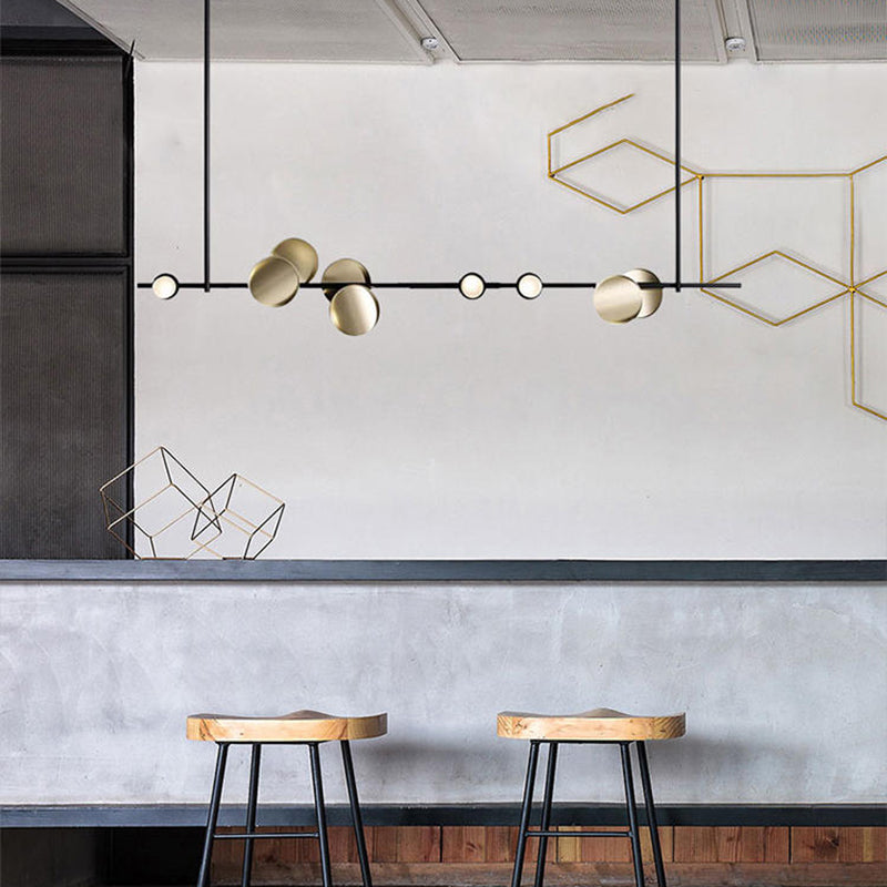 Contemporary Hanging Light Metal Island Light Fixture in Black and Gold for Dining Room