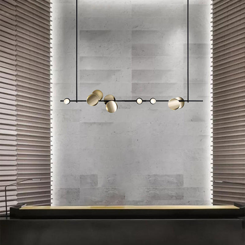 Contemporary Hanging Light Metal Island Light Fixture in Black and Gold for Dining Room