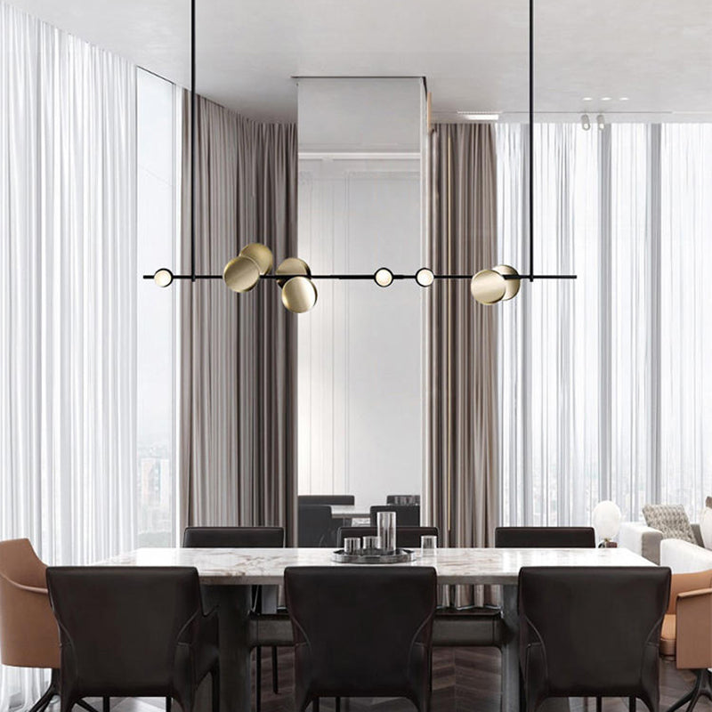 Contemporary Hanging Light Metal Island Light Fixture in Black and Gold for Dining Room