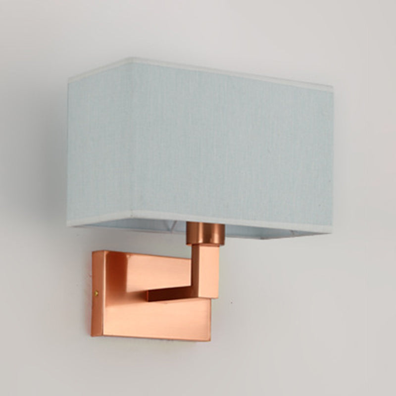 Modern Wall Sconce Metal Rectangle Shape Wall Light with Fabric Shade for Bedroom
