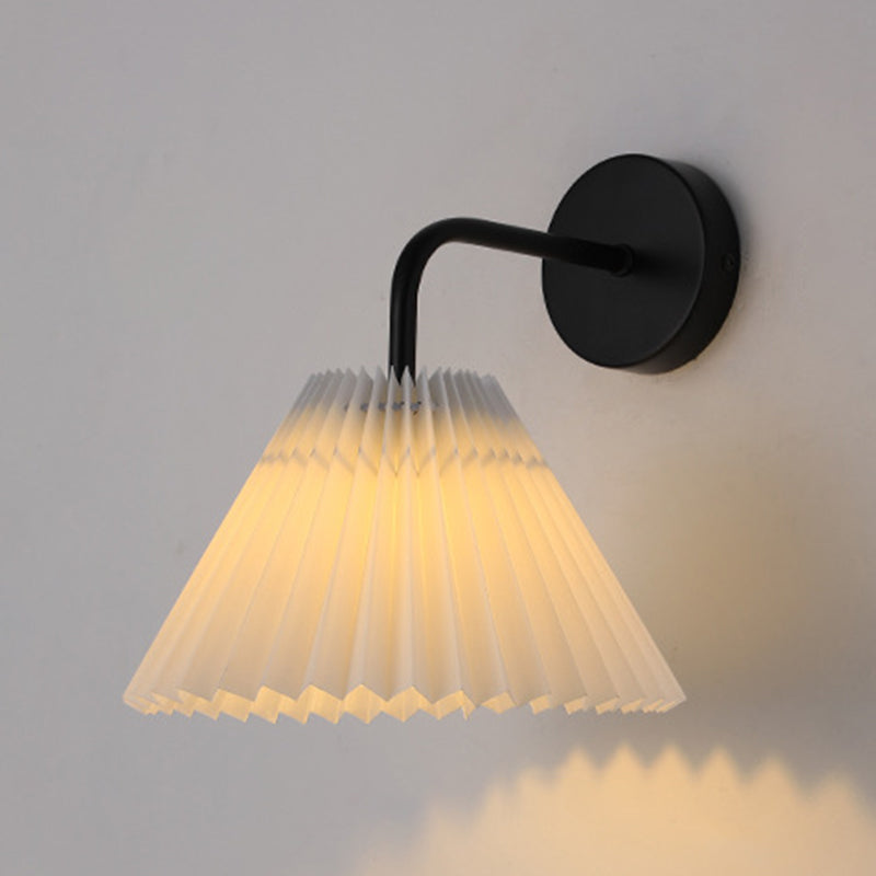 Metal Modern Wall Sconce Cone Shape Wall Light with Fabric Shade for Bedroom