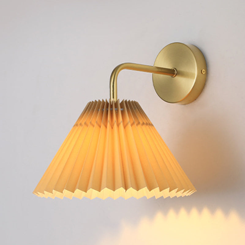Metal Modern Wall Sconce Cone Shape Wall Light with Fabric Shade for Bedroom