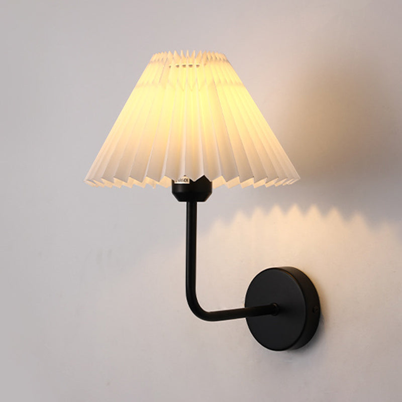 Metal Modern Wall Sconce Cone Shape Wall Light with Fabric Shade for Bedroom