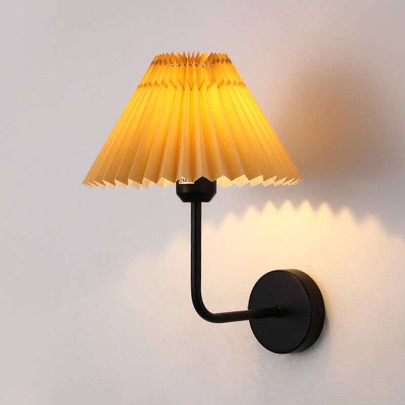 Metal Modern Wall Sconce Cone Shape Wall Light with Fabric Shade for Bedroom