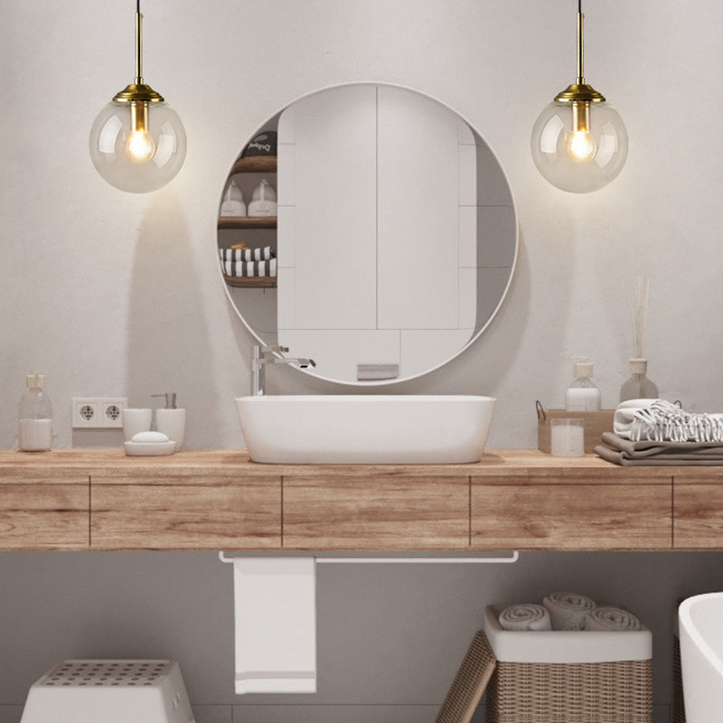 Modern Wall Sconce Ball Shape Metal Vanity Lamp with Glass Shade for Bathroom