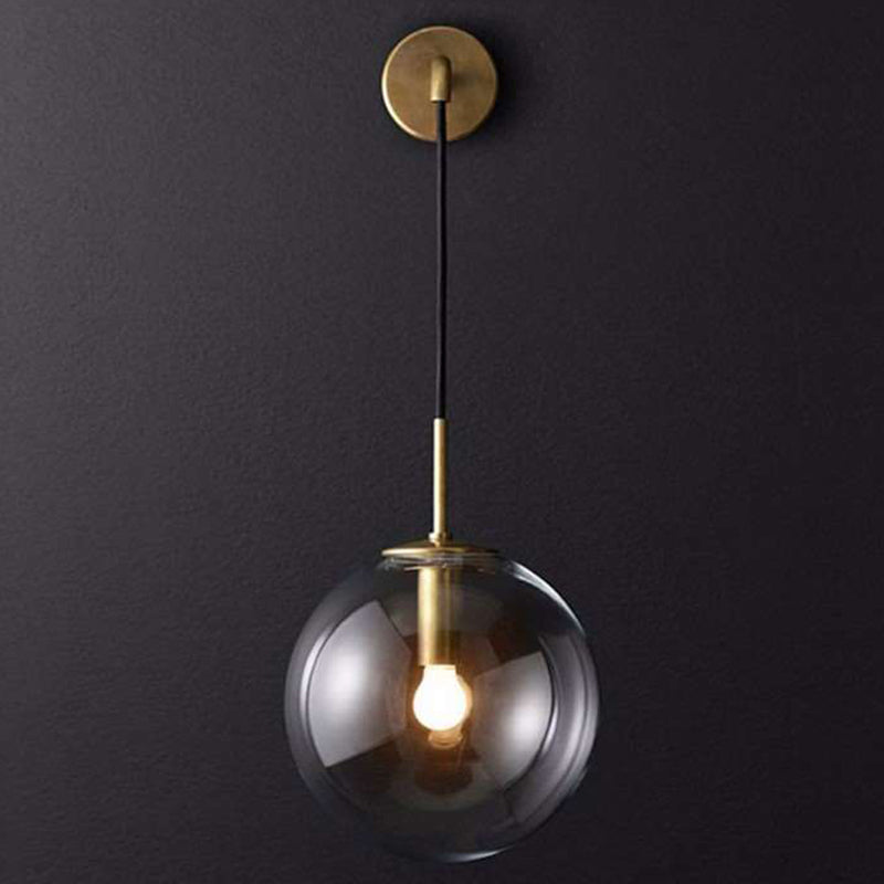 Modern Wall Sconce Ball Shape Metal Vanity Lamp with Glass Shade for Bathroom