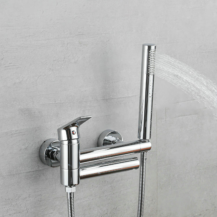 Lever Handle Tub Faucet Wall Mount Shower Hose Swivel Spout Bath Filler with Handshower