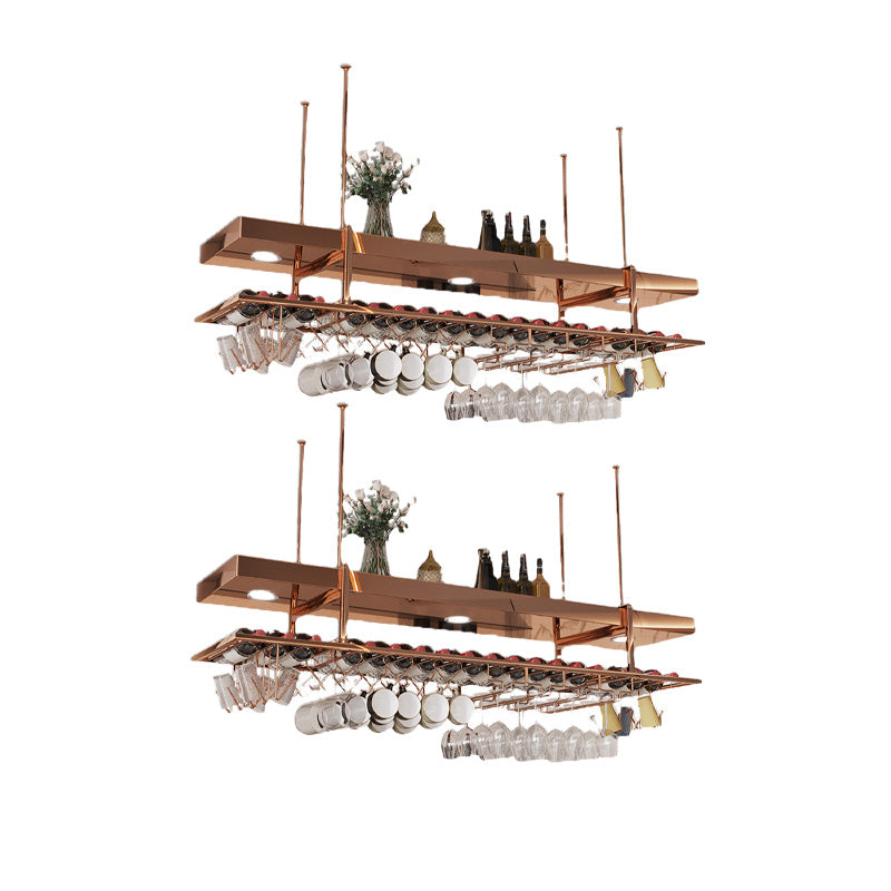 Modern Hanging Wine Rack Metal Wine Bottle & Glass Rack for Dining Room