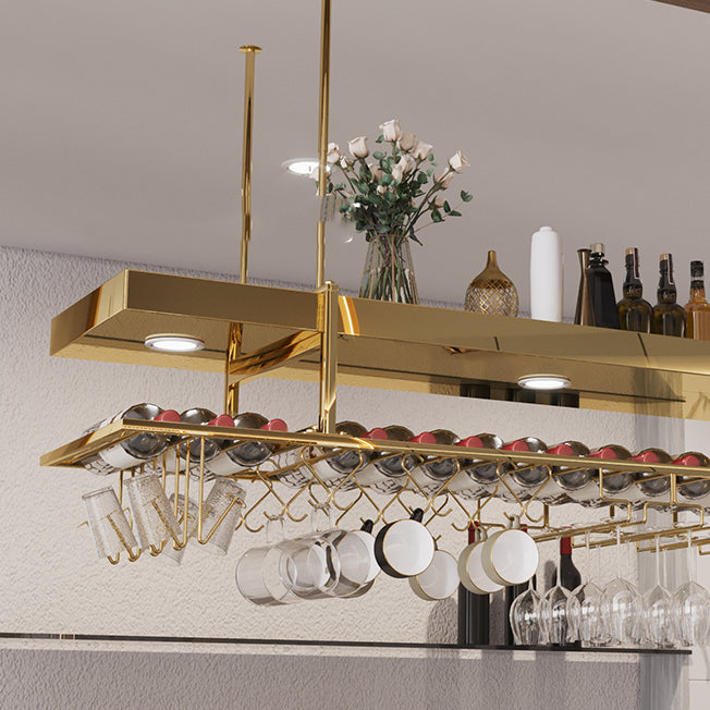 Modern Hanging Wine Rack Metal Wine Bottle & Glass Rack for Dining Room