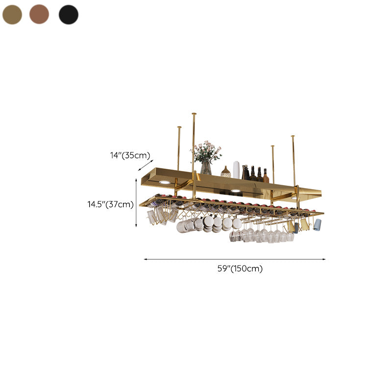 Modern Hanging Wine Rack Metal Wine Bottle & Glass Rack for Dining Room